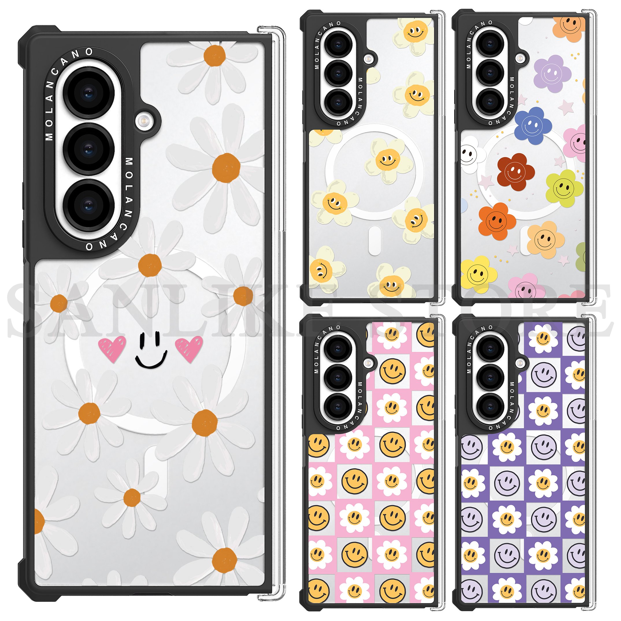 韩国MOLANCANO三星Galaxy Z Fold7手机壳折叠屏中轴铰链保护套带磁吸雏菊笑脸小清新简约透明轻薄防摔外壳ins
