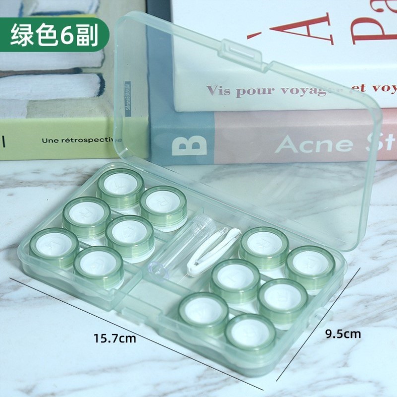 透明子隐形眼镜双联护理收纳盒盒近视伴侣盒六副装美瞳大容量按压