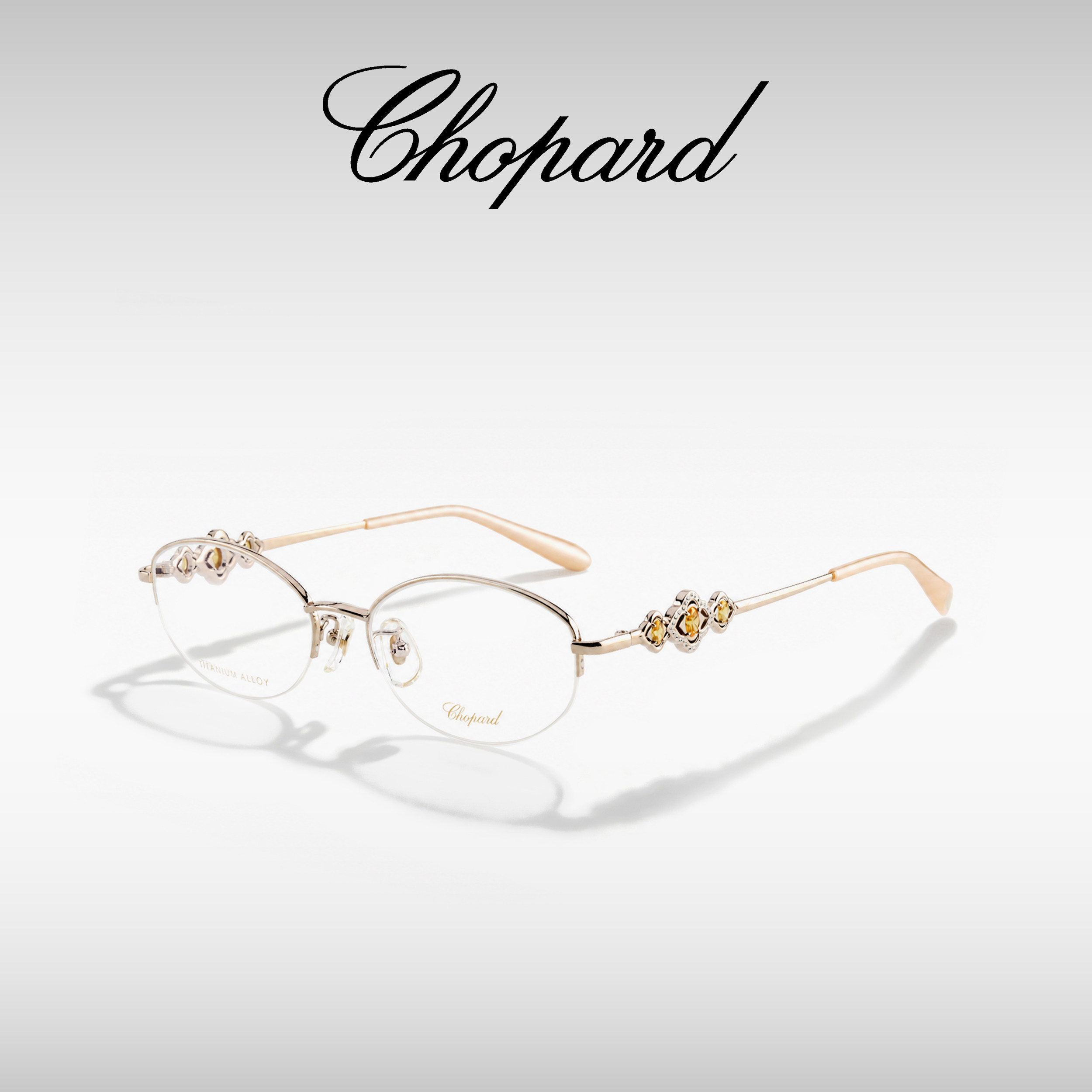 Chopard眼镜框女士复古椭圆半框眼镜萧邦钛金属商务眼镜架VCHM31J