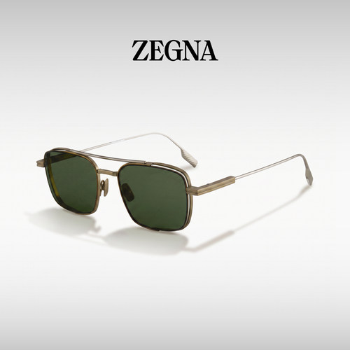 ZEGNA/杰尼亚双梁飞行员钛金墨镜