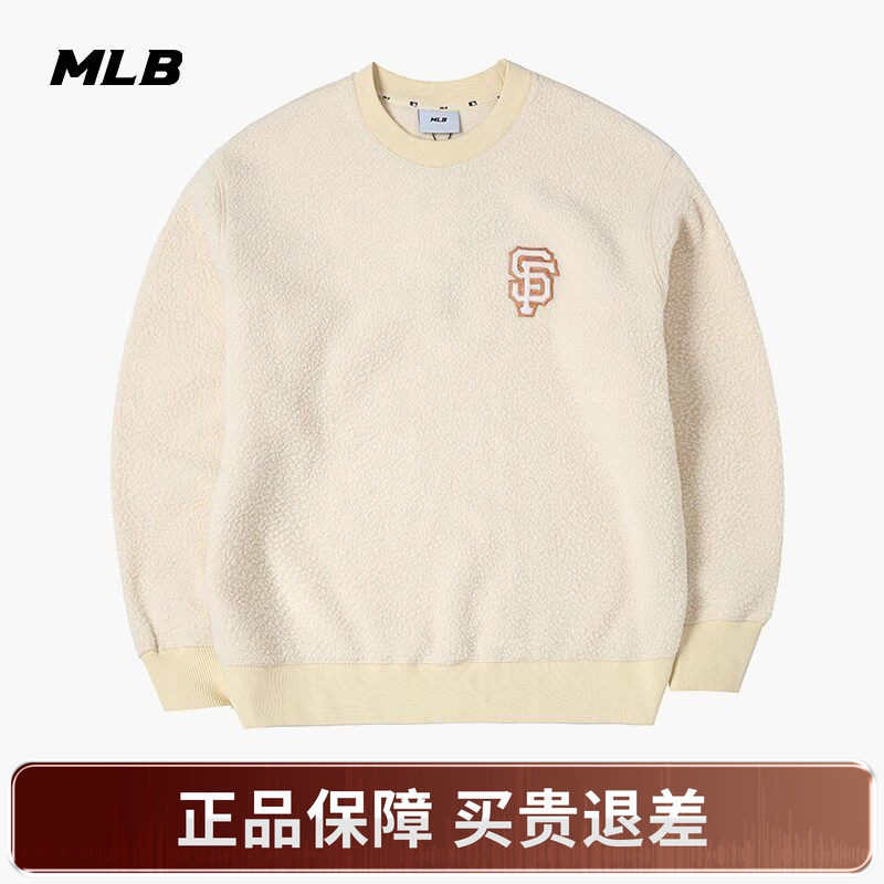 印花加绒圆领套头运动休闲MLB