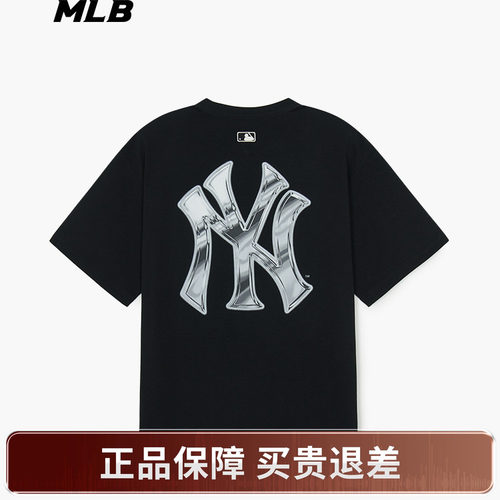 MLB男女情侣纯色印花T恤