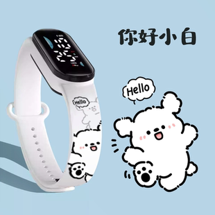 卡通可爱电子表简约时尚 初高中小学生儿童创意印花手表夜光防水防摔舒适运动手表