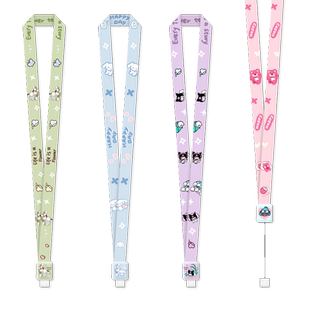 卡通快乐小帕伸缩工牌胸卡挂绳挂脖绳医生护士挂牌出入证保护套绳子可爱员工工作证件套卡套伸缩绳易拉扣长绳