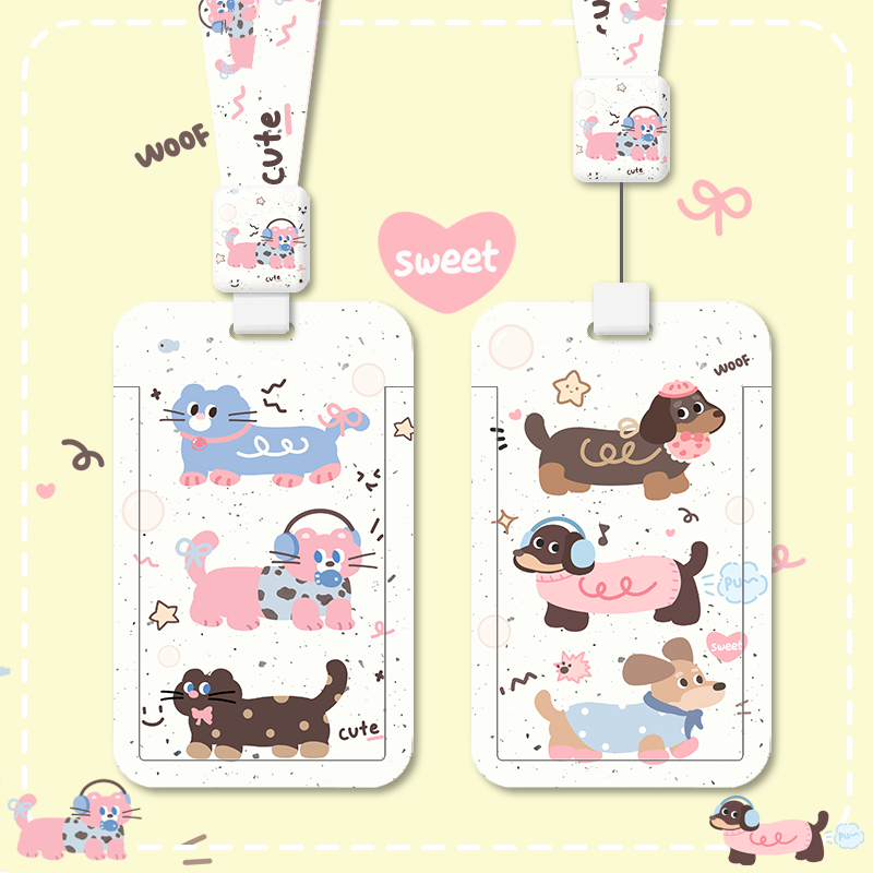 卡通学生卡套挂绳可爱带伸缩绳