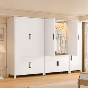 简易衣柜出租房挂衣架卧室储物柜家用组装金属防尘衣橱衣服收纳柜