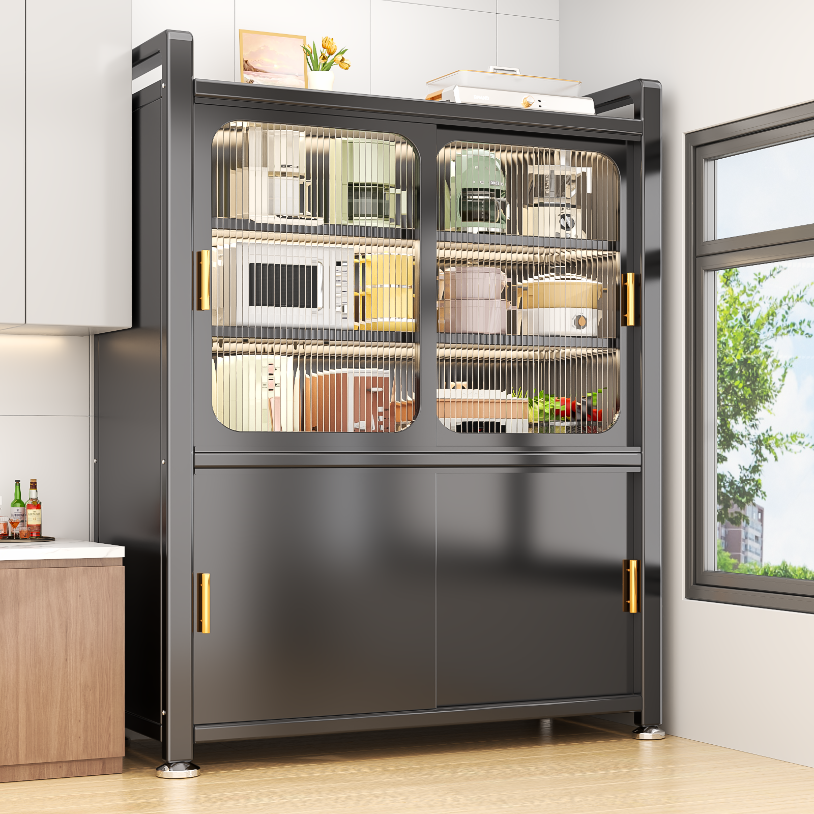 厨房置物架多层家用落地储物橱柜