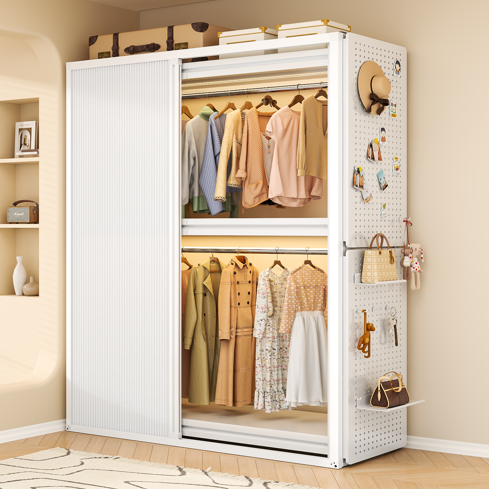 2026新款蜂窝门货架衣柜家用卧室简易组装金属衣架洞洞板钢制衣橱,收纳整理,衣物收纳柜/简易衣橱,淘宝优惠券,粉丝福利购,淘宝优惠卷