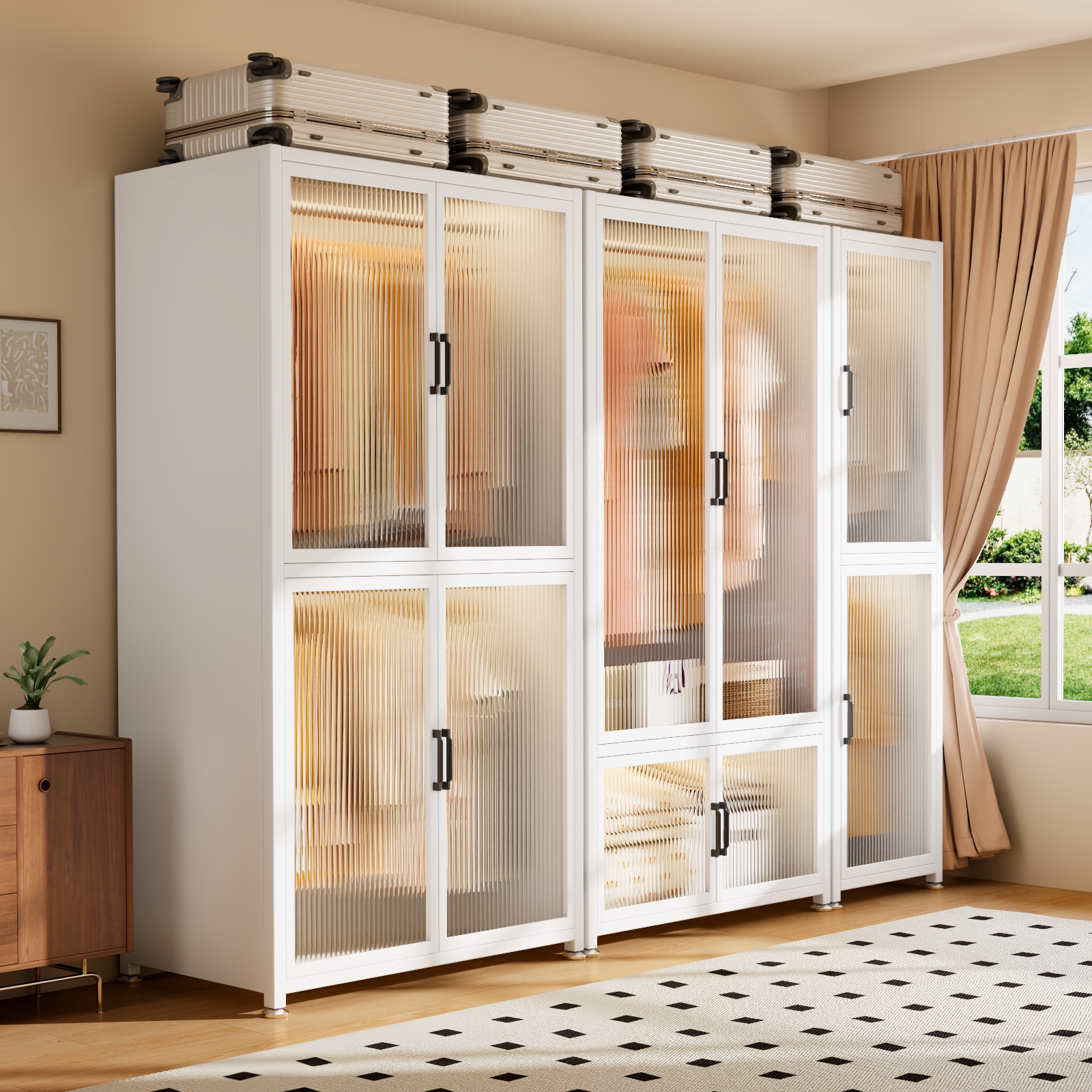 简易衣柜2026新款爆款家用卧室出租屋一体式防尘金属衣柜儿童衣柜