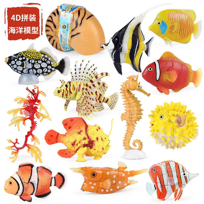 仿真海洋动物4D立体拼装模型玩具