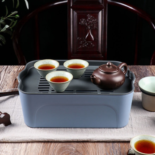 大号沥水托盘 便携茶盘家用小型轻奢现代长方形简约茶台中式 茶具