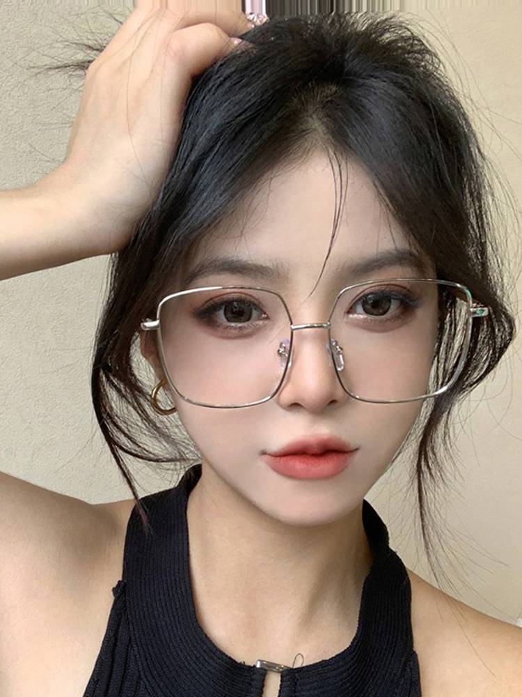 方圆脸适合的眼镜斯文败类金丝边框女大框方框近视显脸小细框大脸