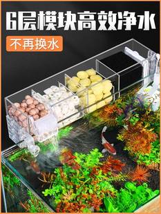 挂壁式鱼缸过滤器龟缸过滤盒三合一增氧上滤壁挂滴流盒内置顶部净