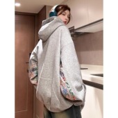 刺绣卫衣男女春秋款 大码 300斤新中式 重磅国潮oversize设计感外套