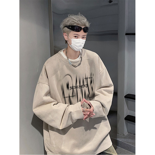 300斤大码麂皮绒重磅卫衣男春秋