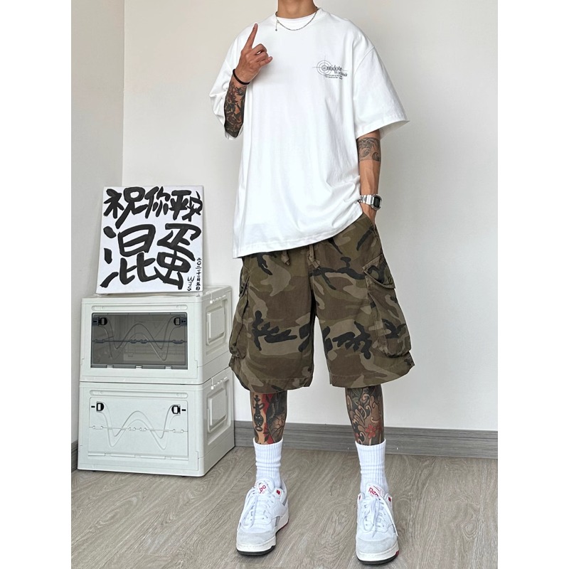 特大码300斤工装迷彩短裤男夏季