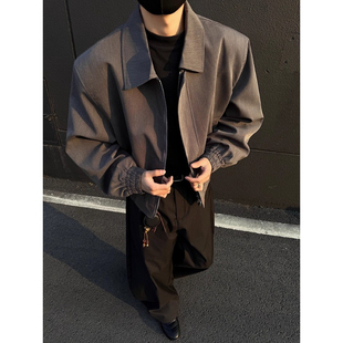 特大码300斤美式cleanfit翻领行政夹克男春秋潮牌高级感痞帅外套2