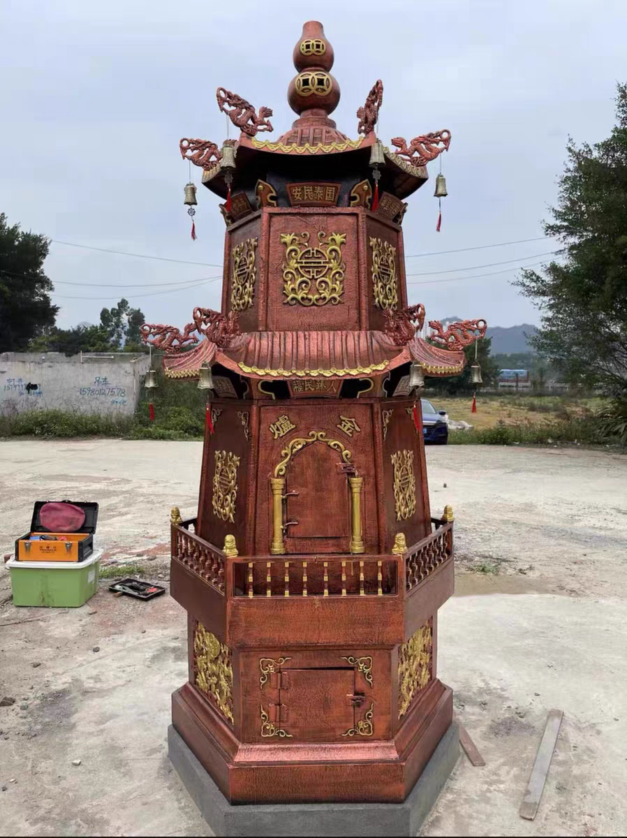 铸铁聚宝炉寺院烧纸炉六角耐火金炉大型化宝炉焚烧六角宝塔炉寺庙