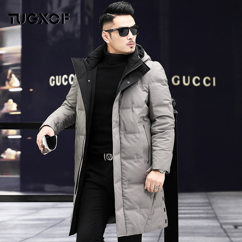 中长款保暖羽绒服2025年冬季新款白鸭绒加绒加厚中年黑色大码外套