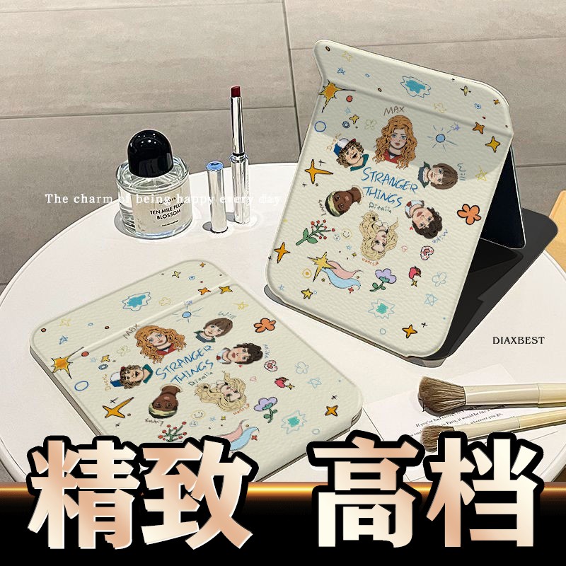 镜子折叠化妆镜便携式怪奇物语卡通台式桌面梳妆镜宿舍大小可定制
