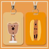 柿子椒熊可爱卡套饭卡公交卡身份证件保护套校园门禁带挂绳钥定制