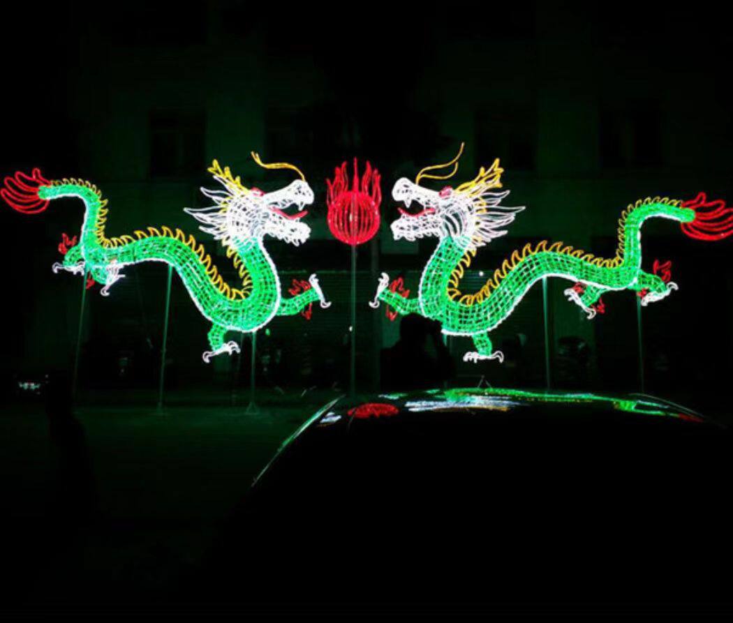 LED滴胶12生肖龙造型灯 文旅夜游户外景观装饰图案灯动物龙造型灯