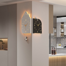 2025新款现代挂墙客厅拐角双面挂钟家用转角时钟餐厅静音钟表挂表