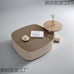 意式 轻奢岩板奶油现代极简客厅家用小户型组合茶几新款 边几网红款