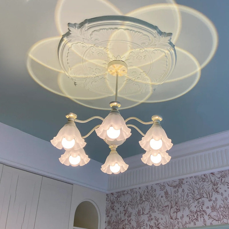 亮美家法式花朵客厅灯吊灯复古奶油氛围玻璃创意餐厅灯书房卧室灯