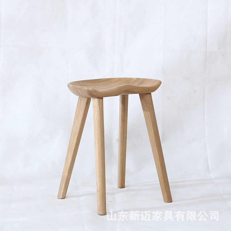 北欧简约实木酒吧凳子家用高脚凳咖啡厅四脚吧台凳前台实木