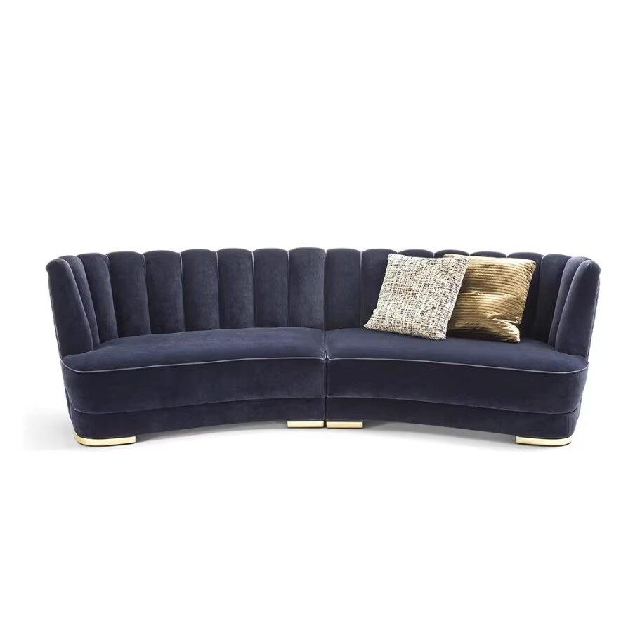 轻奢皮布艺沙发后现代客厅三人沙发网红风设计师客厅沙发弧形沙发