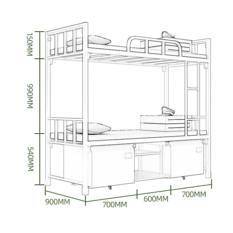 奈高铁架双层高低床钢制组合床含蚊帐架床下柜宿舍上下床