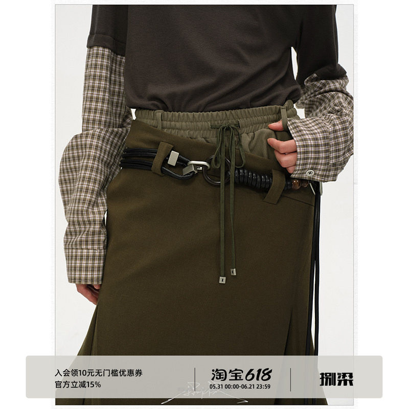 BALIANG「捌樑」缆'rope' 皮绳手工串珠腰饰金属装饰腰链腰带