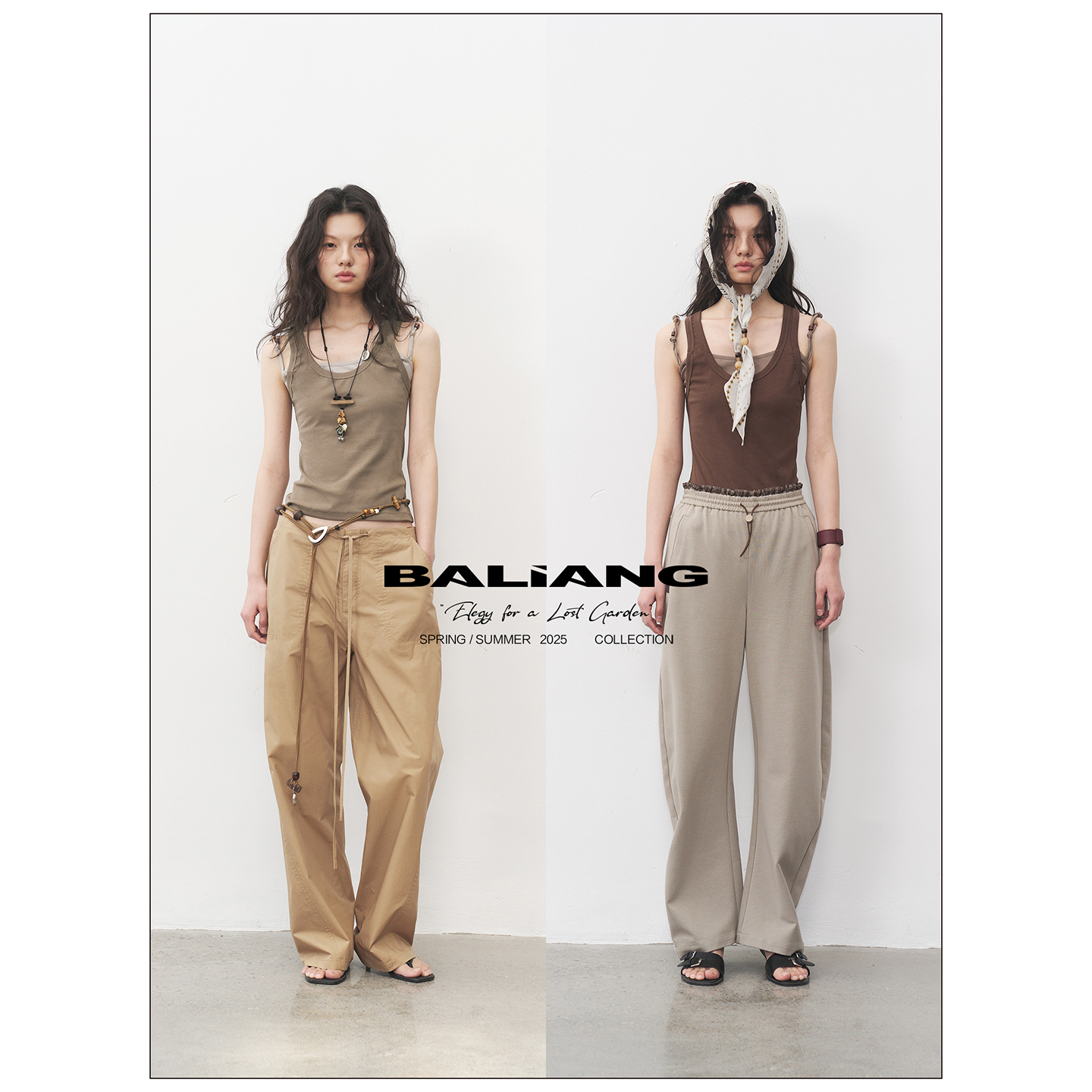 BALIANG「捌樑」 弥'More'假两件撞色修身抹胸串珠吊带无袖背心