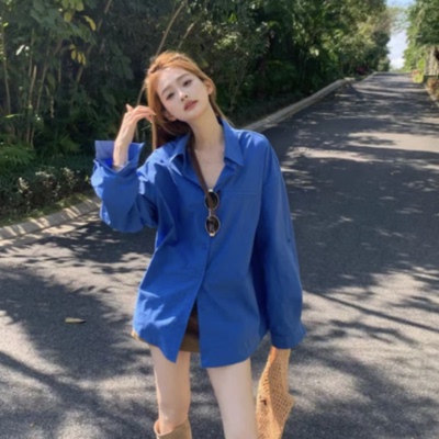 露露酱NN~ 「蓝海之夜」TEEINXX克莱因蓝气质长袖百搭衬衫NZ258