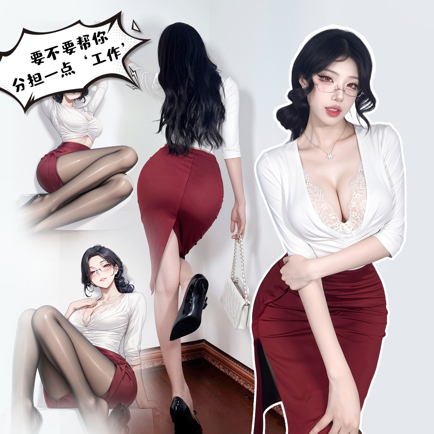 纯欲收腰白衬衫女薄款气质通勤职业秘书穿搭前台工作服OL制服套装