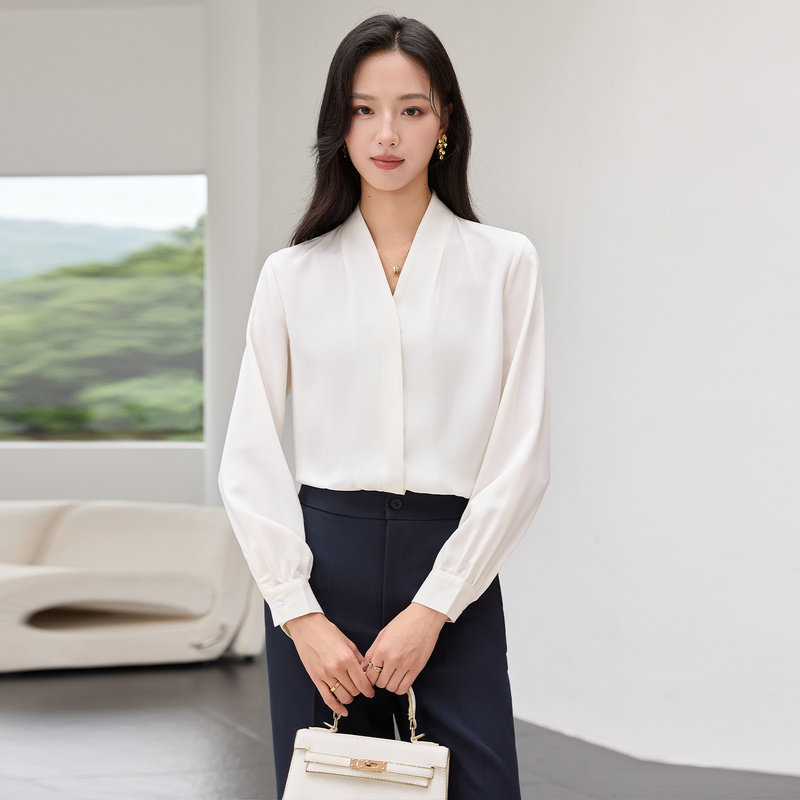 2026新款女酒店前台接待美容院经理工装新职业衬衣长袖衬衫工作服