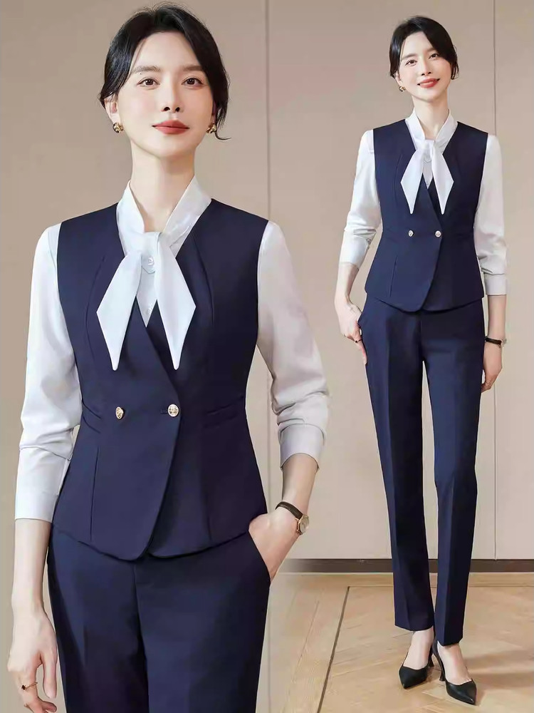 职业马甲套装女酒店前台接待工作装秋空姐制服美容院服务员工作服