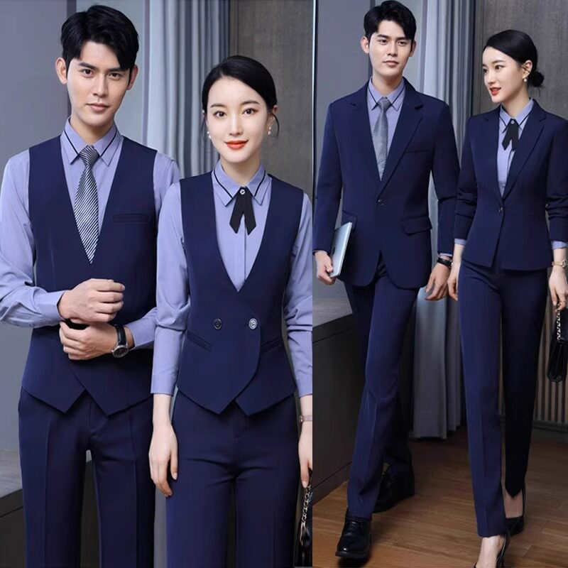 酒店前台工作装女气质职业马甲套装酒吧KTV餐饮收银服务员工作服