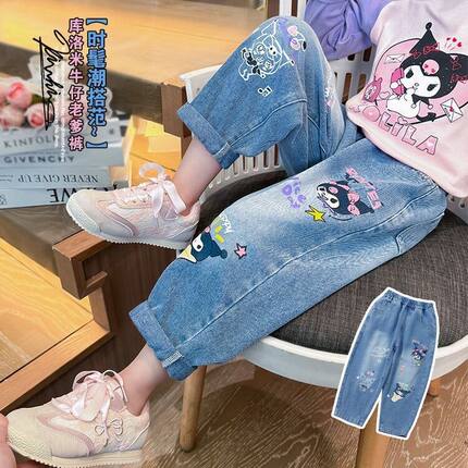女童裤子夏季薄款牛仔裤2026新款洋气时髦显瘦百搭洋气牛仔裤超软
