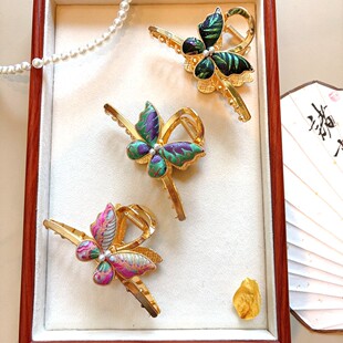 【成品】东方美学非遗宋锦蜀锦国风新中式鲨鱼夹抓夹草蝴蝶发夹