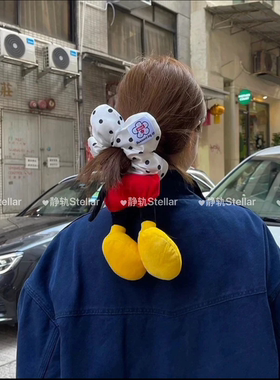 创意米奇屁屁黑色波点网红大肠发圈女2025新款超大可爱米老鼠发绳