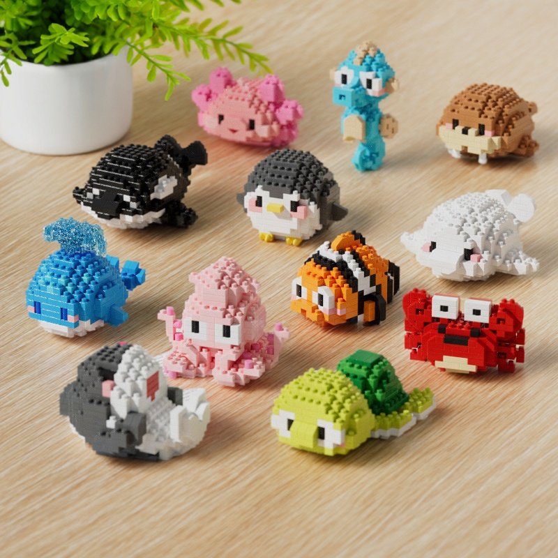 兼容某高微颗粒积木拼装玩具海洋生物动物卡通公仔摆件六一儿童节,玩具/童车/益智/积木/模型,普通塑料积木,淘宝优惠券,粉丝福利购,淘宝优惠卷