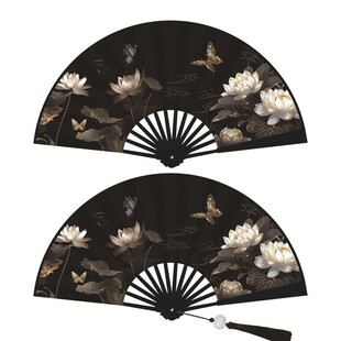 8寸双面花舞蹈扇子景区热卖 古风扇子中国风折扇绢布塑料骨架流苏