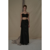 Elywood旗舰店黑色醋酸两穿阔腿裤 显瘦原创小众设计品牌春夏新款