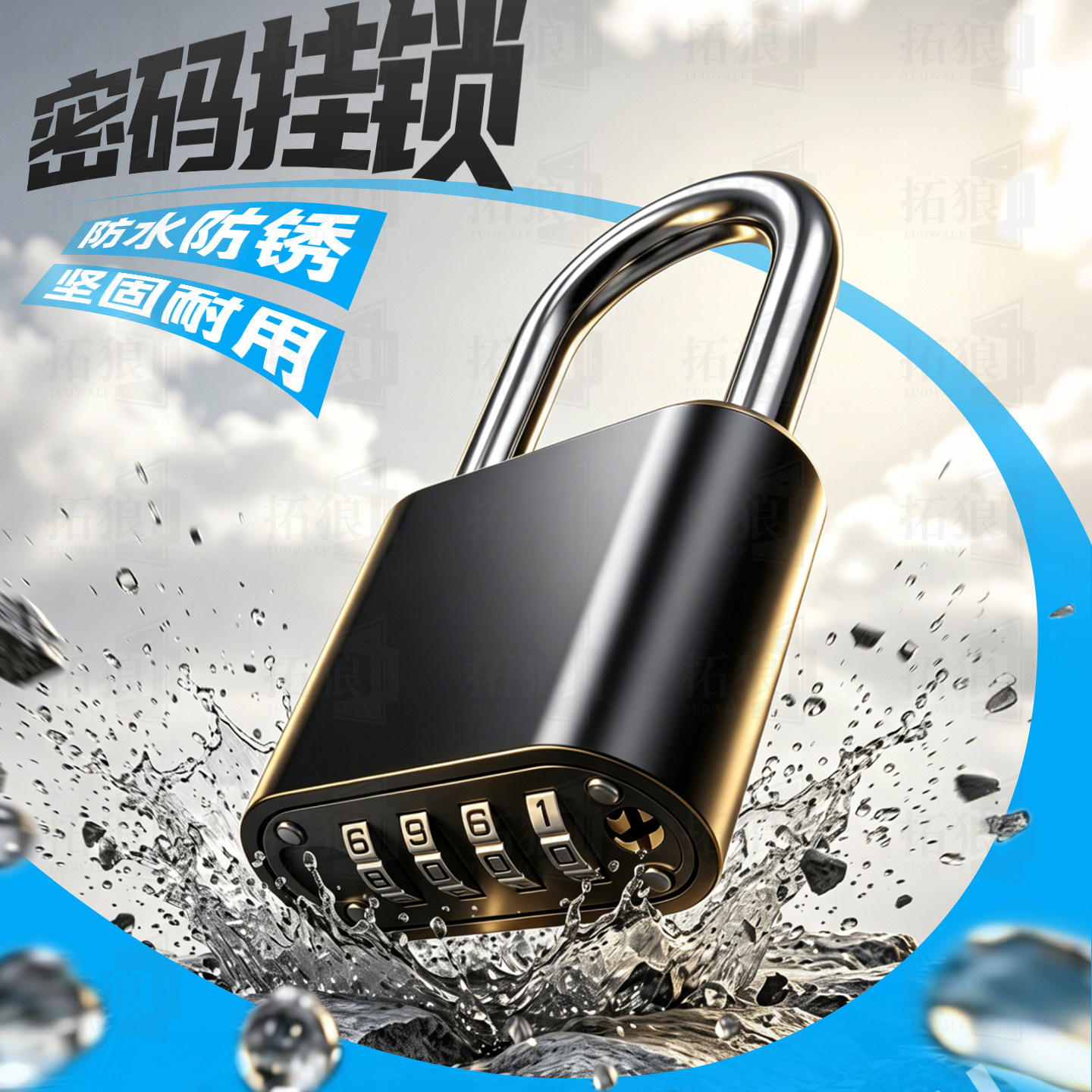 防水密码挂锁户外防锈家用农村庭院大门锁小型防盗锁头新款密码锁