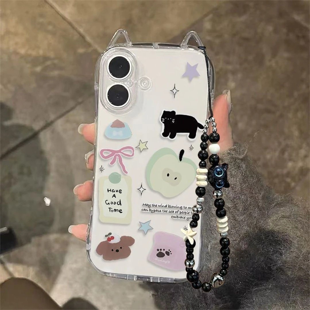 猫耳青苹果黑猫适用oppoReno14pro手机壳Reno13/12新款卡通findx8/x8s可爱超好看a5活力版少女心a58保护套