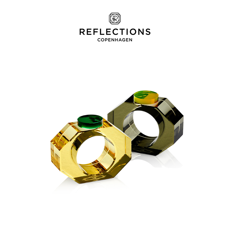 Reflections Copenhagen 反射哥本哈根SHELBY黄色餐巾环（2只装）