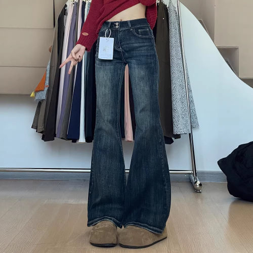 秋季新款喇叭牛仔裤显瘦微喇裤女