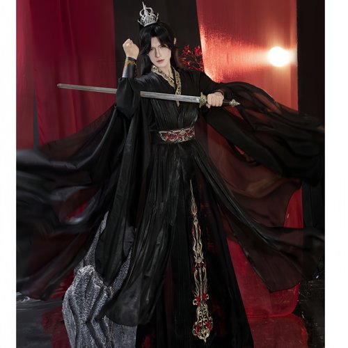 书禹「玄绛」新款黑红酷飒汉服男女款cos服飘袖蔽膝侠客飘逸披风